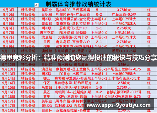 德甲竞彩分析：精准预测助您赢得投注的秘诀与技巧分享